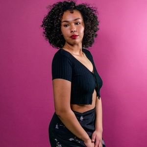 Black cropped cover up.